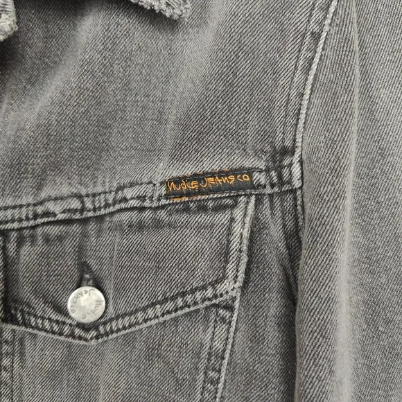 Nudie Jeans Billy Trucker Jacket Mens Large Denim Desolation Grey Buttoned